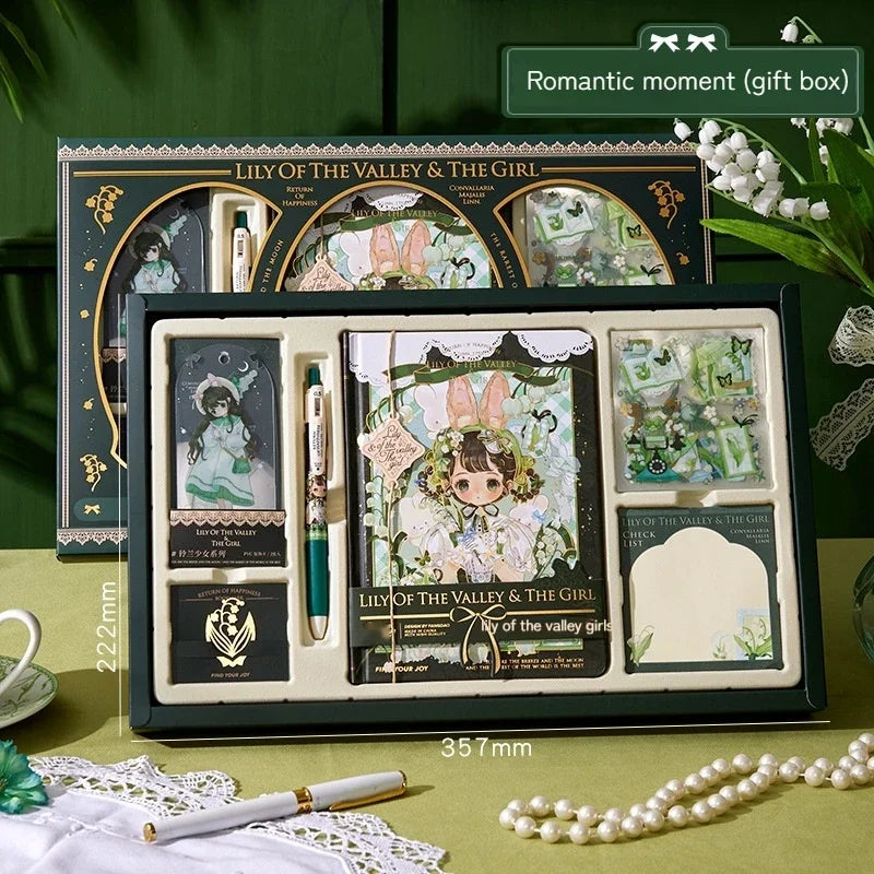 Handbook Set Gift Box Cute Girl Handbook Korean High Beauty Stationery Diary Office Supplies Cuadernos Gift Student Stationery