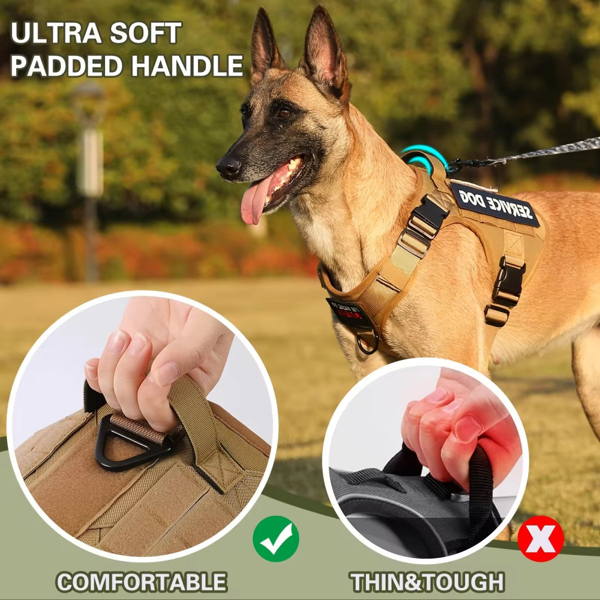 Tactical Pet Chest Service Dog Harness Vest Adjustable Reflective Dog Harness Metal Buckle Hiking Training