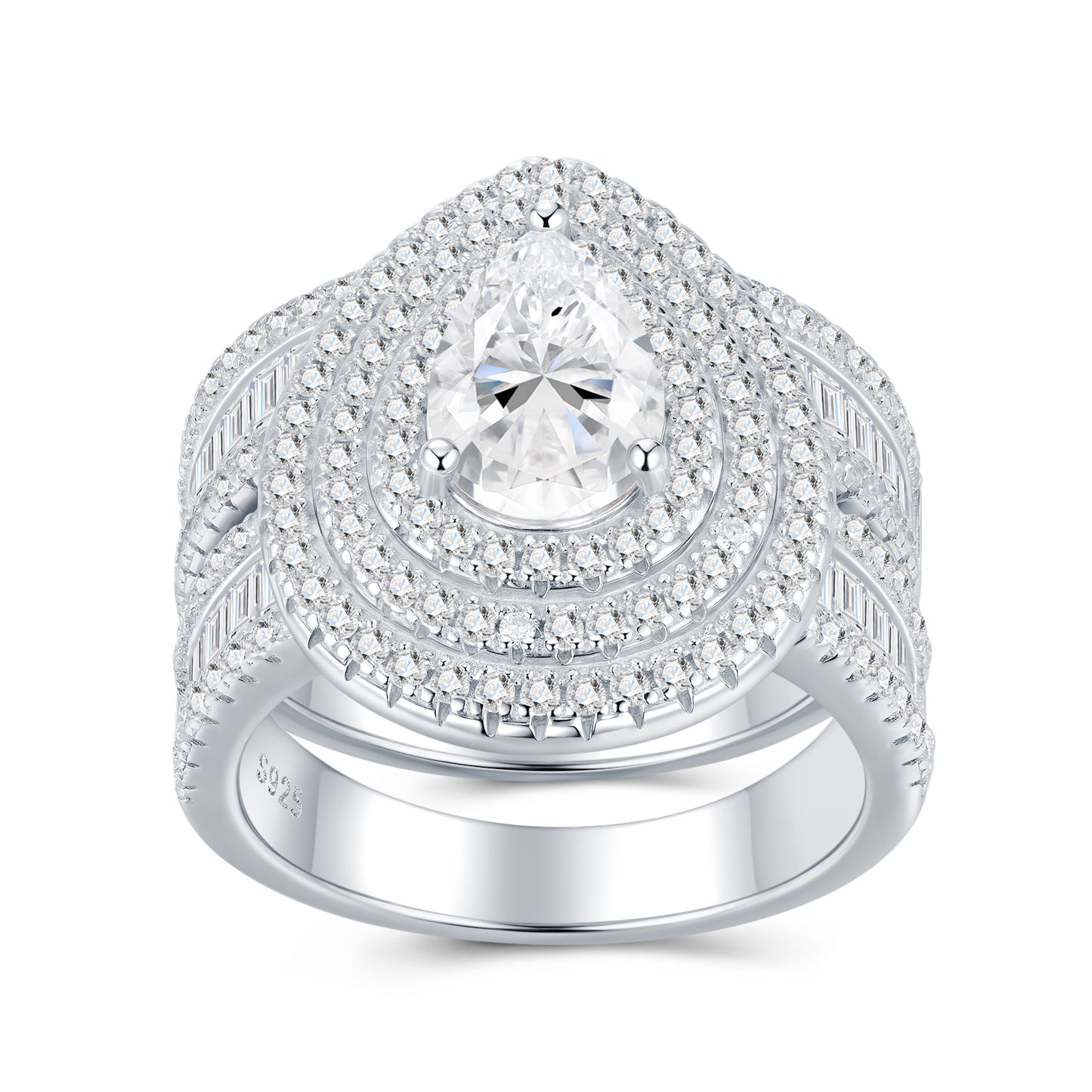 Engraved With Top-quality Moissanite, This Luxurious And Fashionable Minimalist Jewelry Set Features Exquisite Silver Accessories For Ladies. Made Of S925 Silver With Electroplated Platinum.