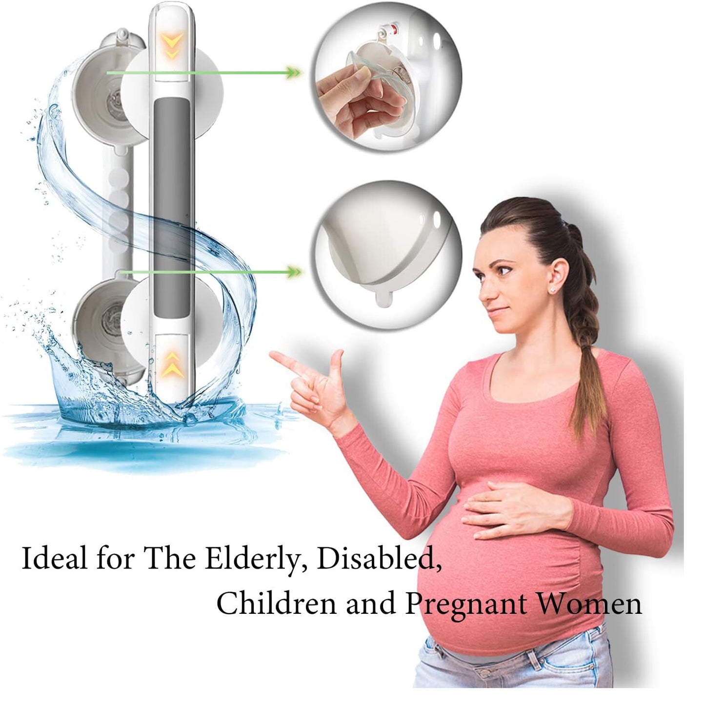 Safety Support Hand Rail Handle Bar Grip Grab Suction Bath Bathroom Shower