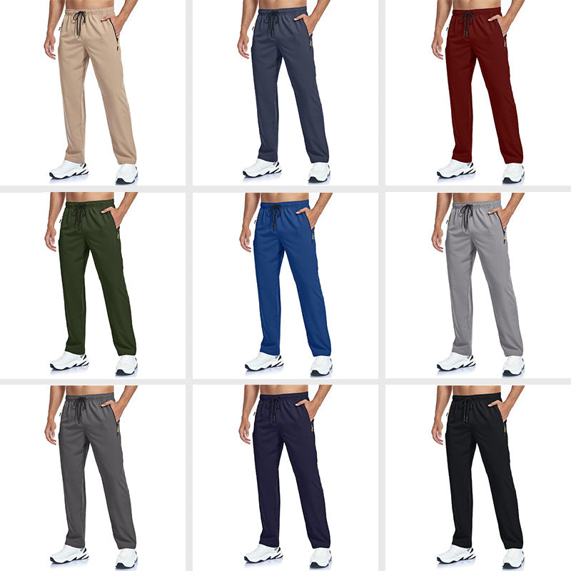 Spring And Summer New 2024 European And American Hot-selling Thin Ice Silk Quick-drying Casual Trousers Outdoor Running Fitness Sports Pants