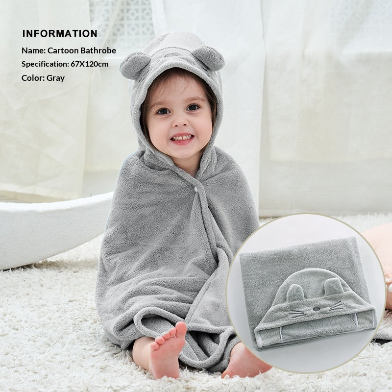 Baby Bath Towel Soft And Highly Absorbent With Hooded Coral Fleece Robe