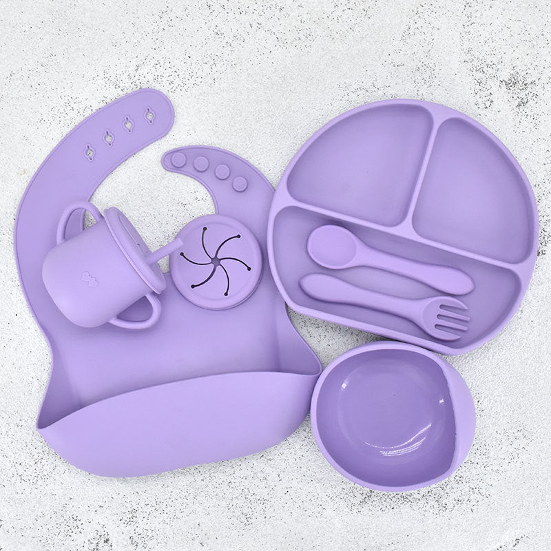 Food Grade Silicone Feeding Cutlery Set Children's Dinner Plate