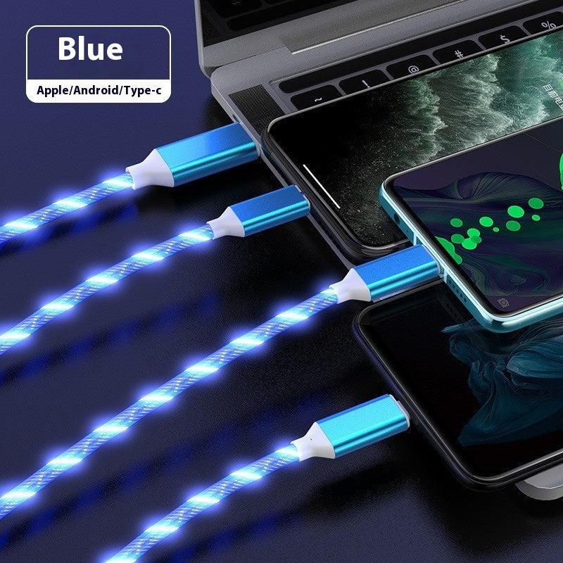 One Drag Three Streamer Data Cable Colorful Multifunctional Car Charging Cable