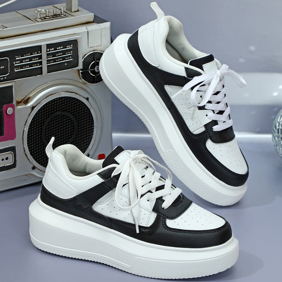 Platform Fashion Sneakers Lace-up Casual Sports Shoes