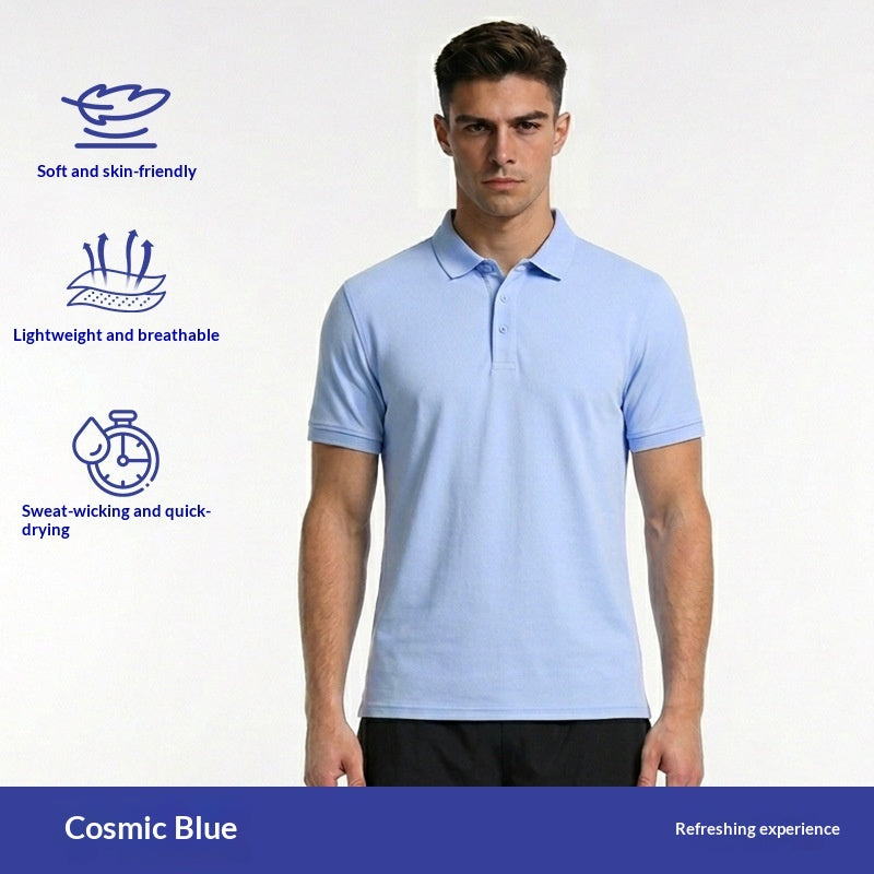 Solid-color Lapel Sports T-shirt For Running And Fitness