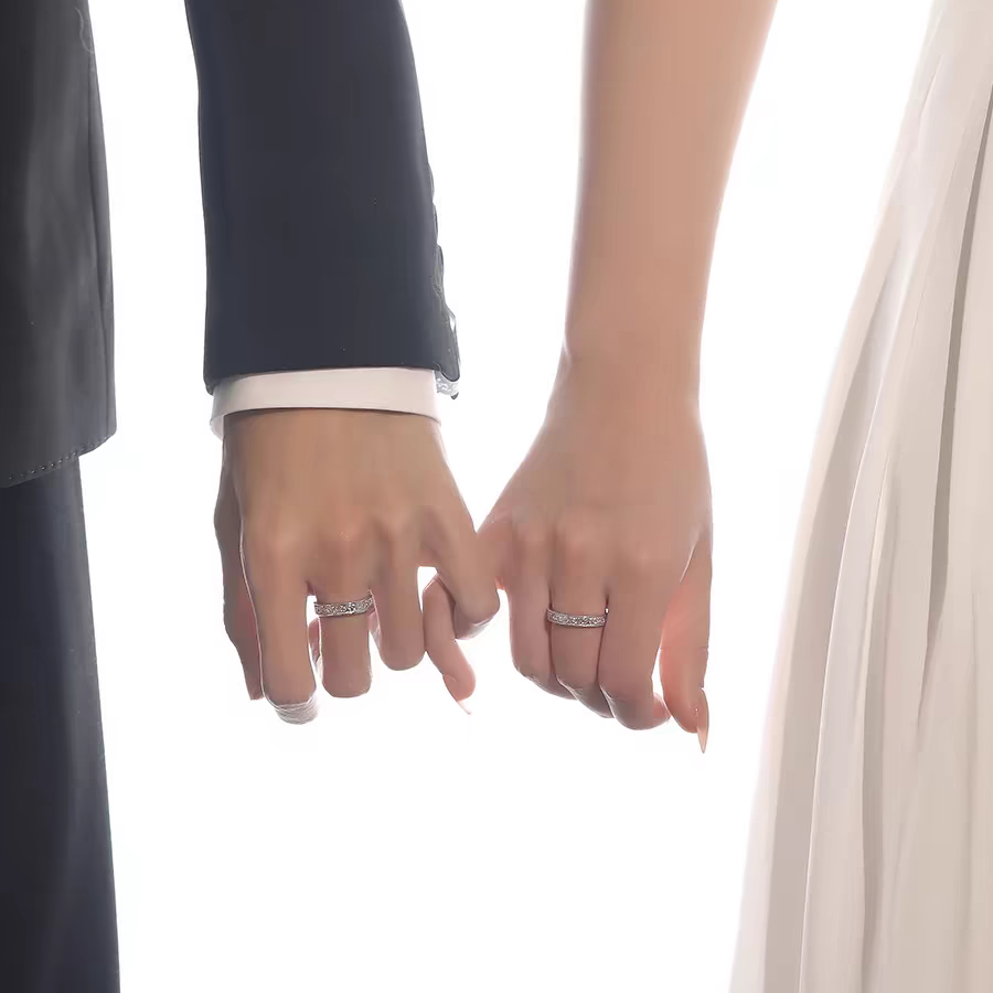 1 Pair 999 Sterling Silver Tang Grass Engraved Couple Rings, Retro Elegant Style, For Daily Wear & Valentine's Gifts