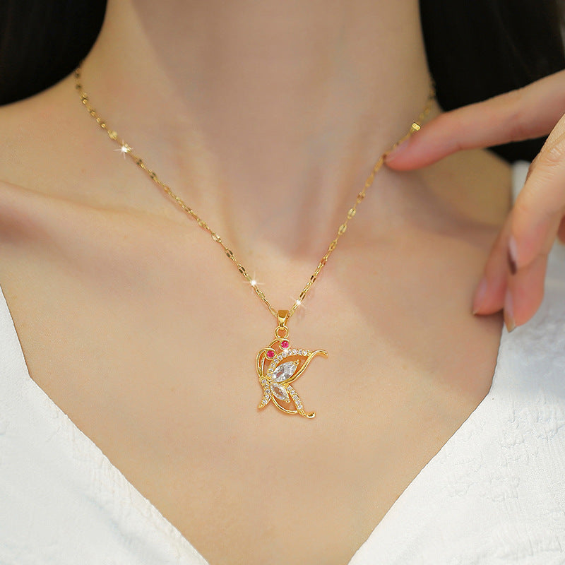 Zircon Butterfly Light-Luxury Fashion Necklace For Women