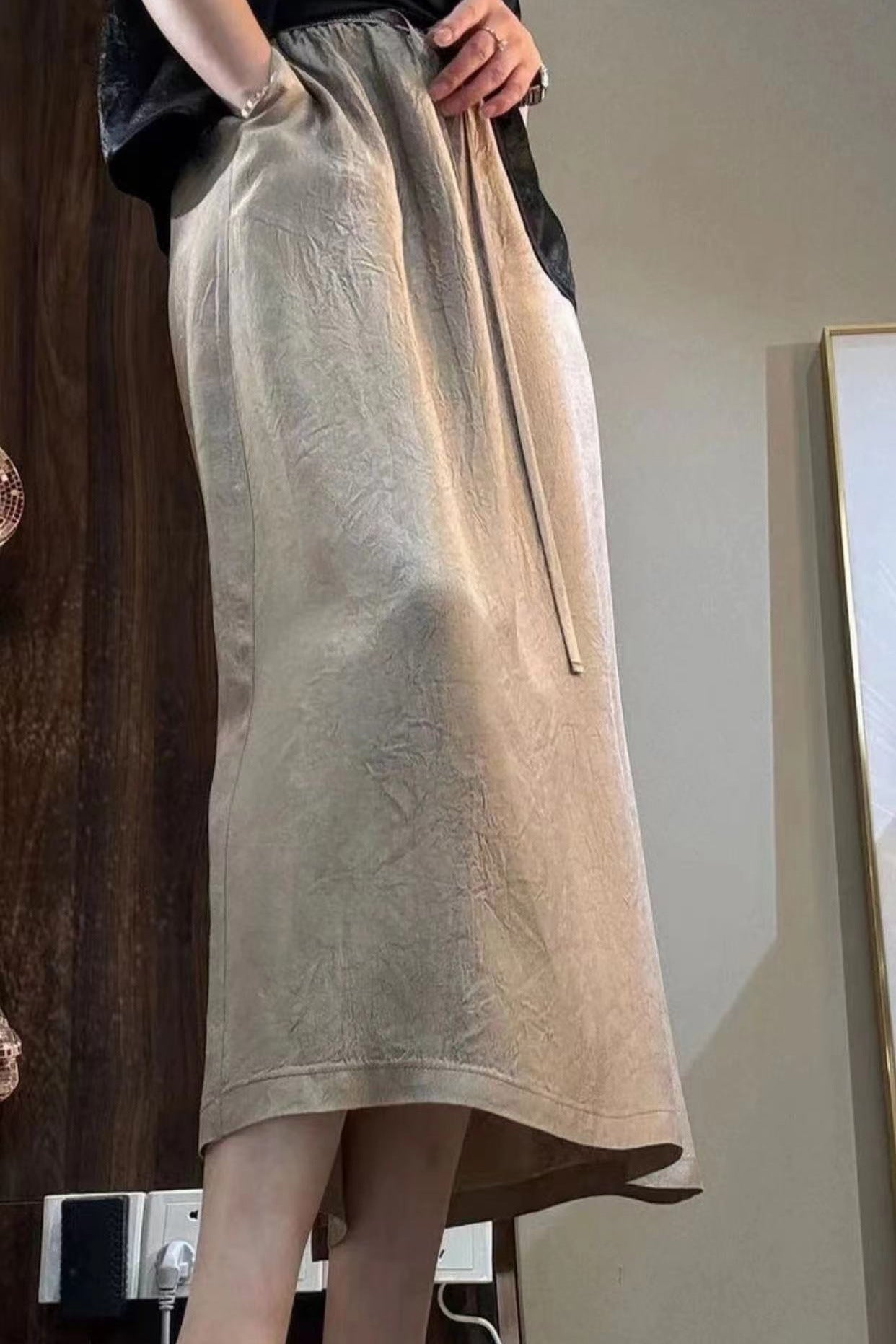 Acetate Satin A-line Skirt Womens Summer New Arrival