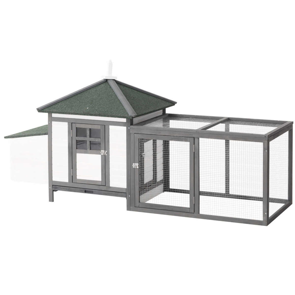 PawHut Chicken Coop Small Animal Pet Cage W/ Nesting Box Outdoor Run Wooden
