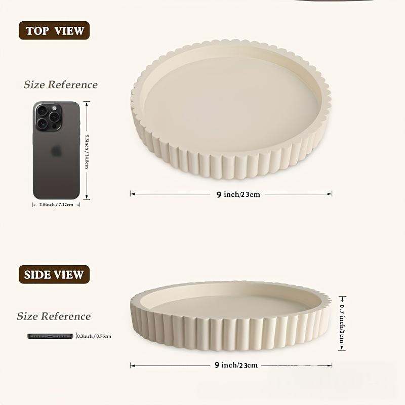 Decorative Coffee Table White Round Storage Tray