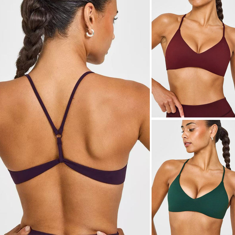 Womens Yoga Tank Top With Chest Pads Bandeau Shock-Proof Training Bra