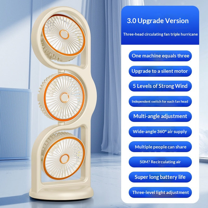 Multifunctional High-Wind-Force Three-Speed Fan With Night Light Dormitory And Outdoor Desktop Fan