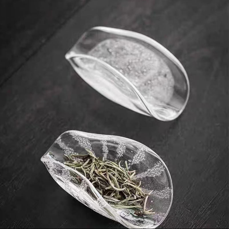 Handmade Tea Spoon Crystal Glass Dish Kung Fu Tea Accessories