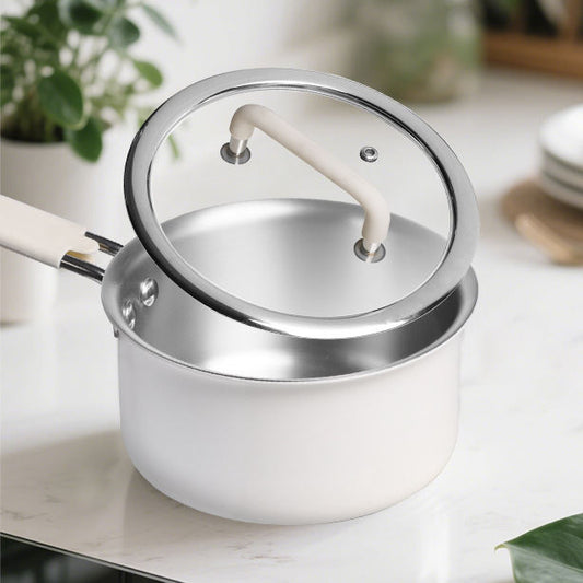 Pure Titanium Uncoated Milk Pot - Healthy Non-Toxic Single Handle Saucepan for Boiling Milk and Heating Food