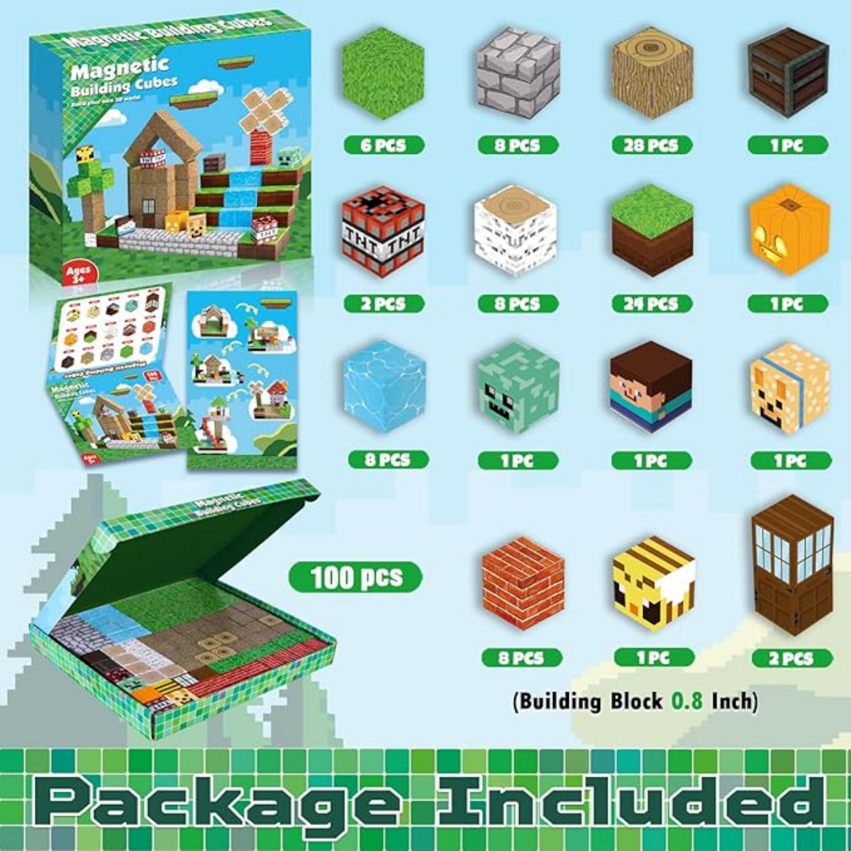 10 0Pcs Magnetic Building Blocks Set Puzzle Toy  Kids Children Toy Christmas Gift