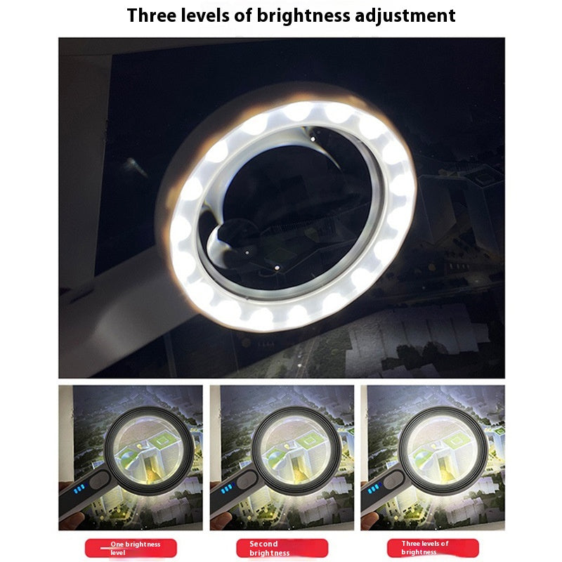 Reading USB Charging 30 Times LED Light Identification Repair Magnifying Glass