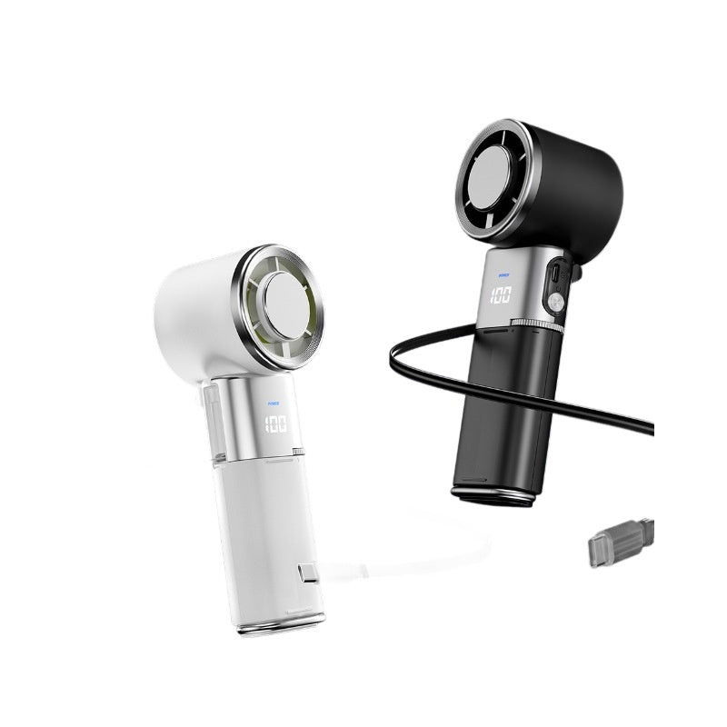 Ice-pack Retractable Cord Handheld Digital-display Foldable Cooling Fan