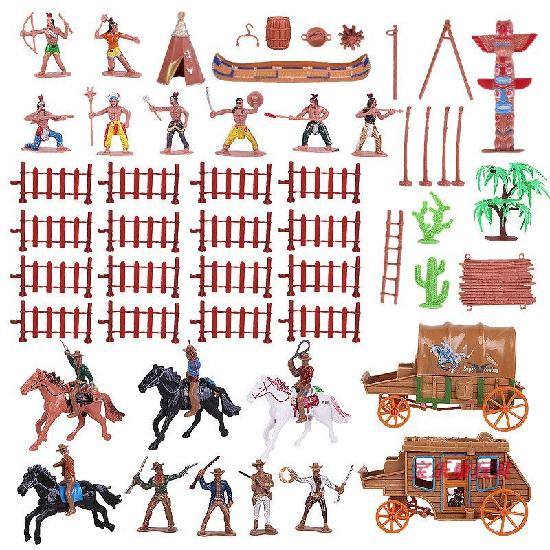 Western Cowboy Pulling A Carriage Learning Science And Education Display Scene Character Sand Tools