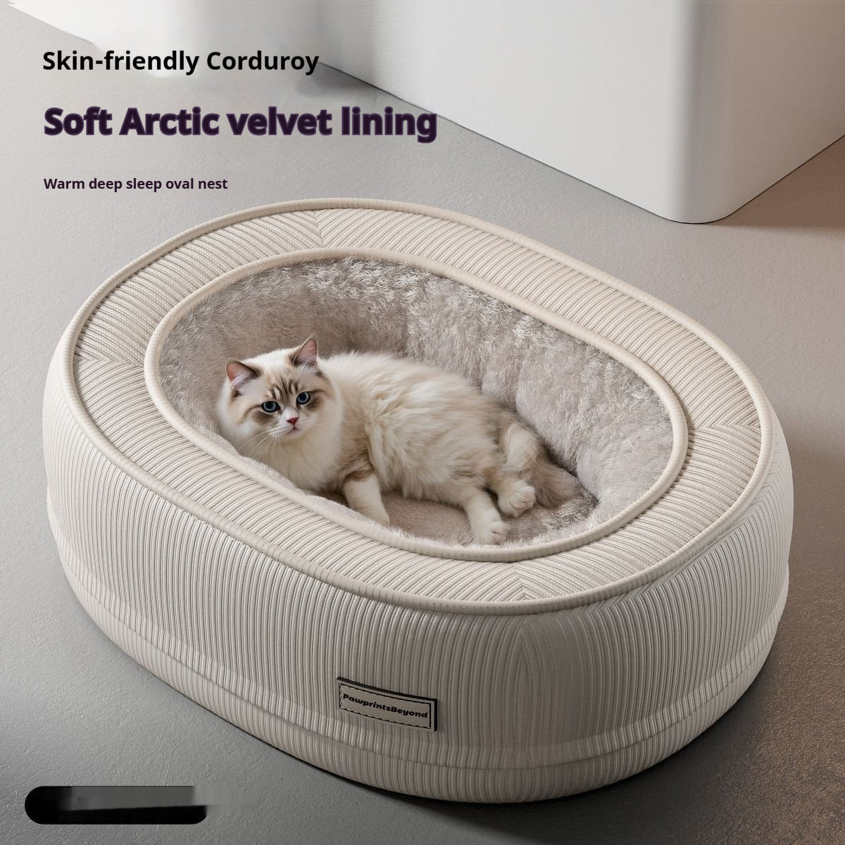 Warm Pet Bed With Arctic Fleece Soft Velvet Lining With Pressure Relieving Foam For Senior Cats Small Dogs