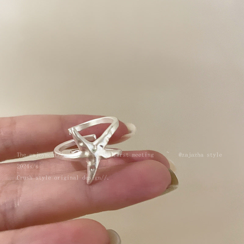 Ins Trendy 925 Silver Korean Style Open Finger Ring
