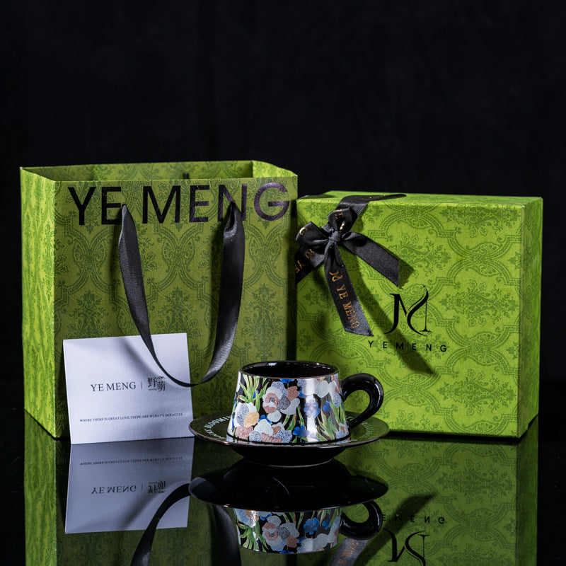 Affordable Luxury Original Iris Flower Ceramic Coffee Cup Gift Set