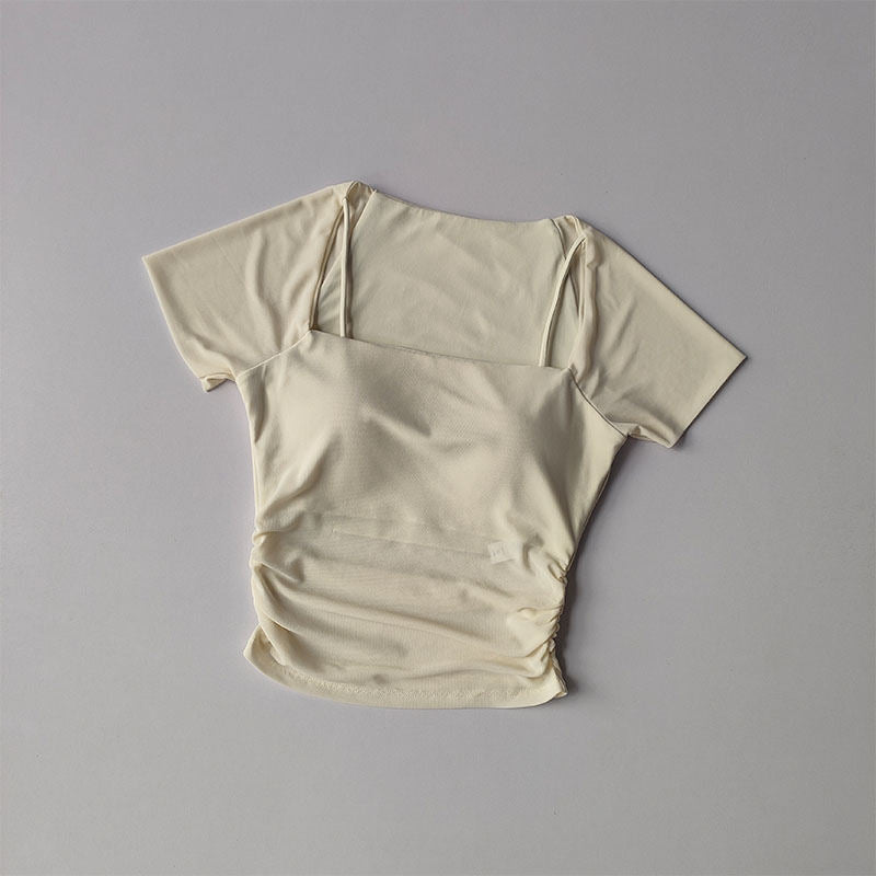 Fake Two-piece Yoga Clothes Fixed Chest Pad Sports Top