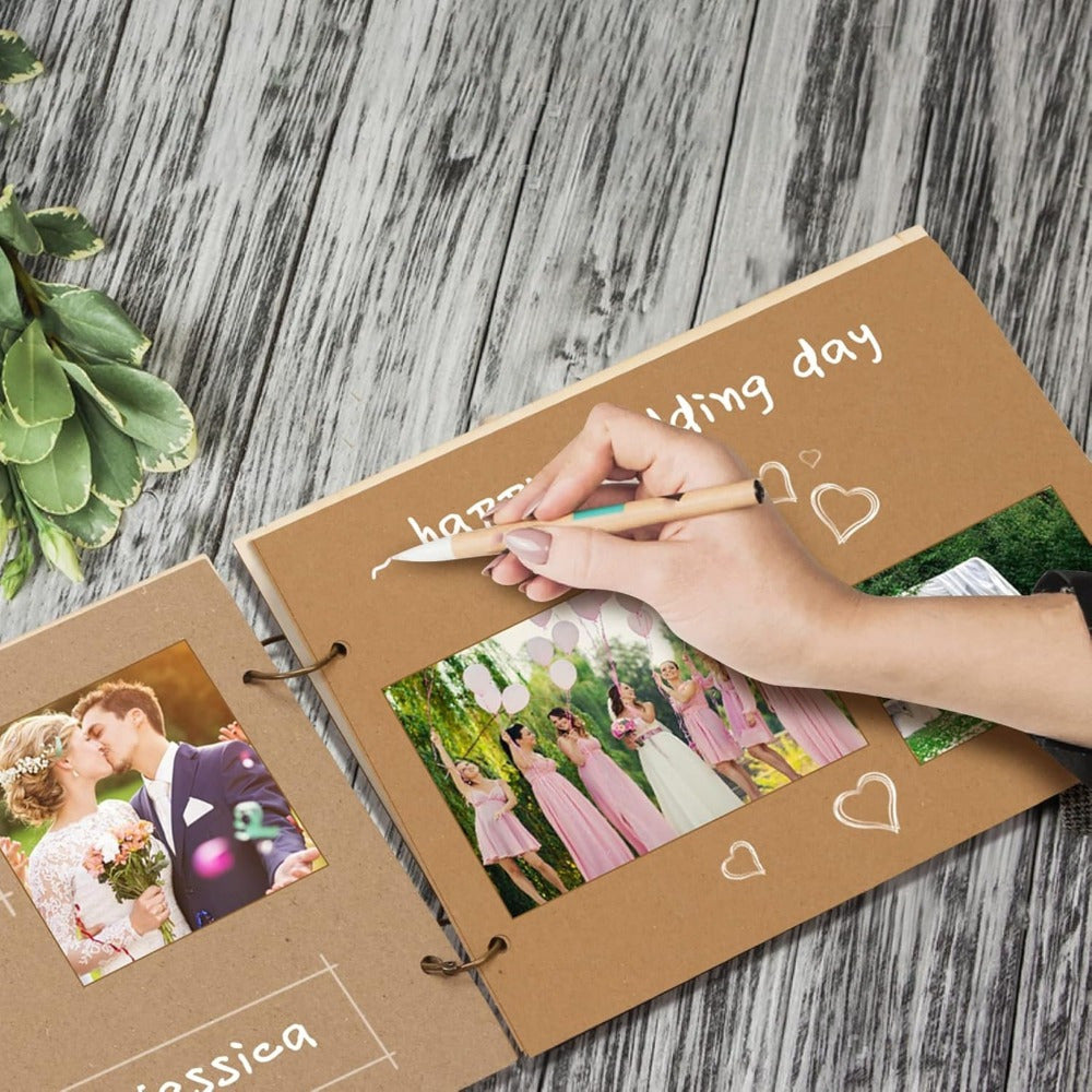Mr. & Mrs. Guest Book For Wedding Anniversary – Wooden Design With Heart Motif For Romantic Occasions – Party Decor