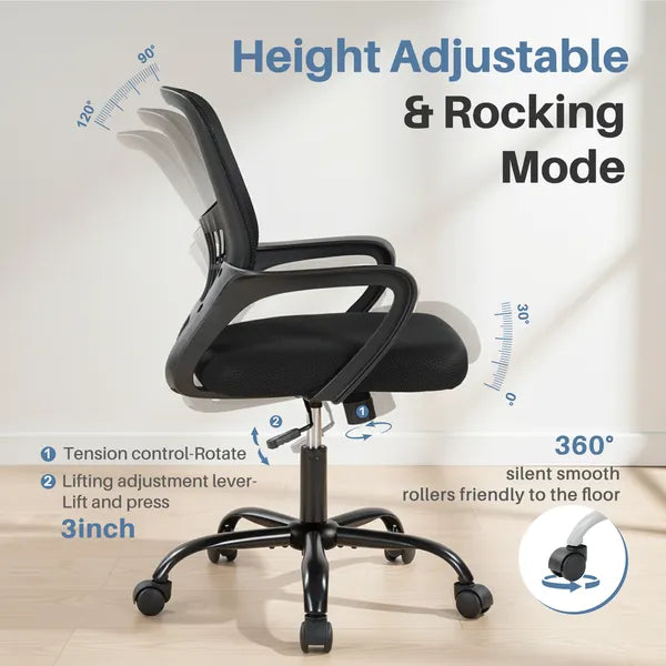 The Adjustable Rotating Back-style Computer Desk And Chair Not Only Offers Comfortable Lumbar Support But Also Comes With Comfortable Armrests.