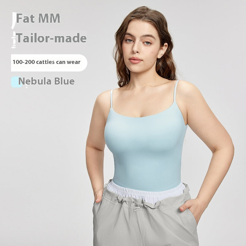 Nude Feel Plus Size Yoga Vest With Chest Pad Fitness