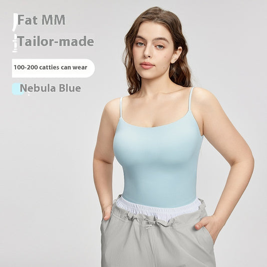 Nude Feel Plus Size Yoga Vest With Chest Pad Fitness