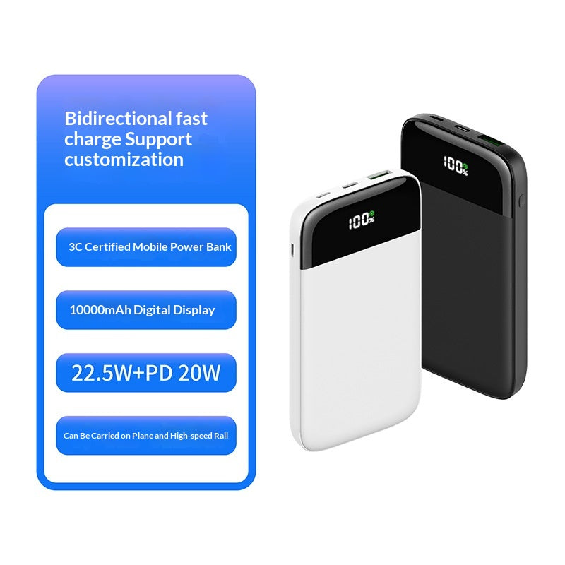 Ultra-thi Portable 10000 MAh Power Bank With Digital Display And Bidirectional Fast Charging