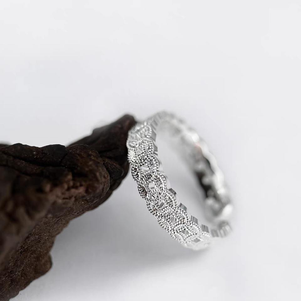 1pc 999 Sterling Silver Ice-cut Coin Pattern Open Ring, Sparkly Retro Style, Perfect For Daily Wear & Valentine's Day Gift