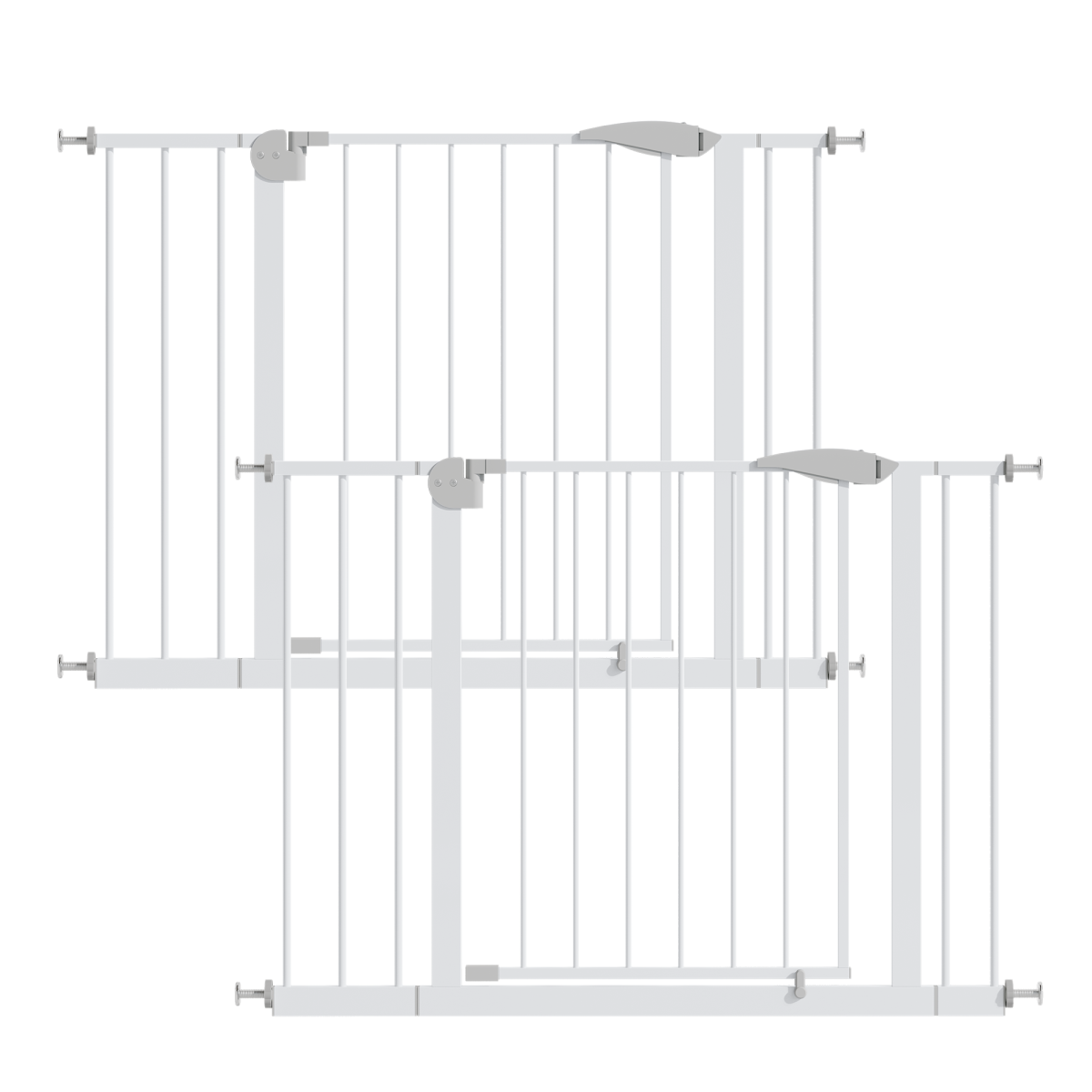 2 Pack 29.5-44.1" Wide Baby Gate for Stairs, Dog Gate Indoor for Doorways, No Drilling Pressure Mounted Pet Gates for Kids, Easy Walk Through Safety Gate, White