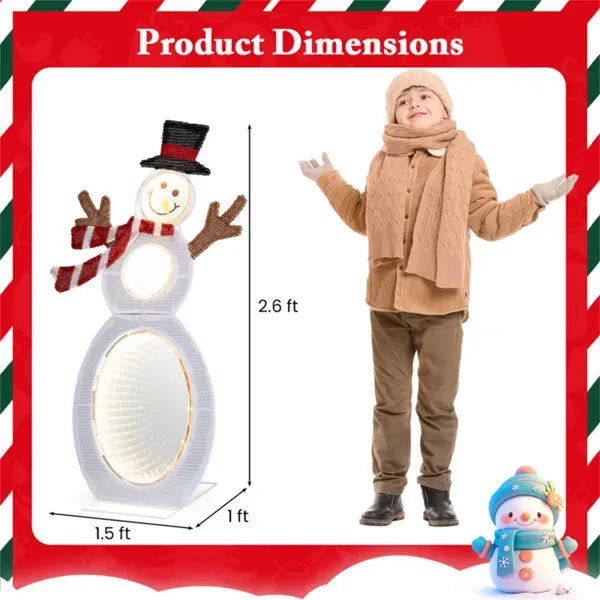 Christmas Decoration Lighted Snowman With LED Lights And Metal Stand