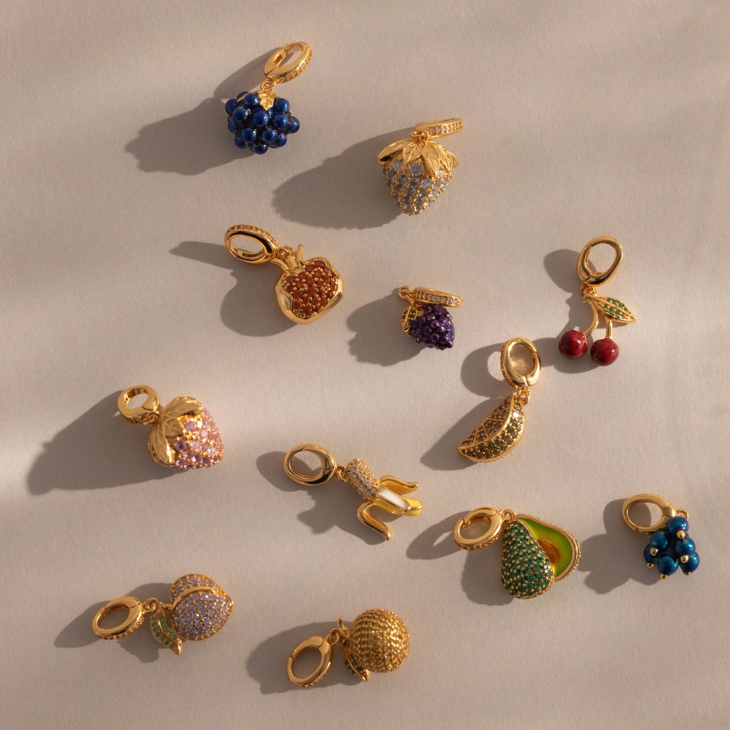 Fruit-themed Fully Diamond-encrusted Pendant Accessories