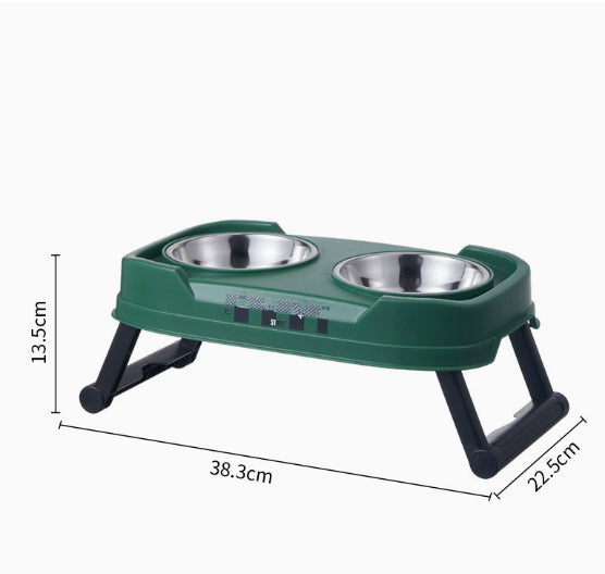 Foldable Stainless Steel Dual Bowl Non-Tip Stainless Steel Feeding Bowl