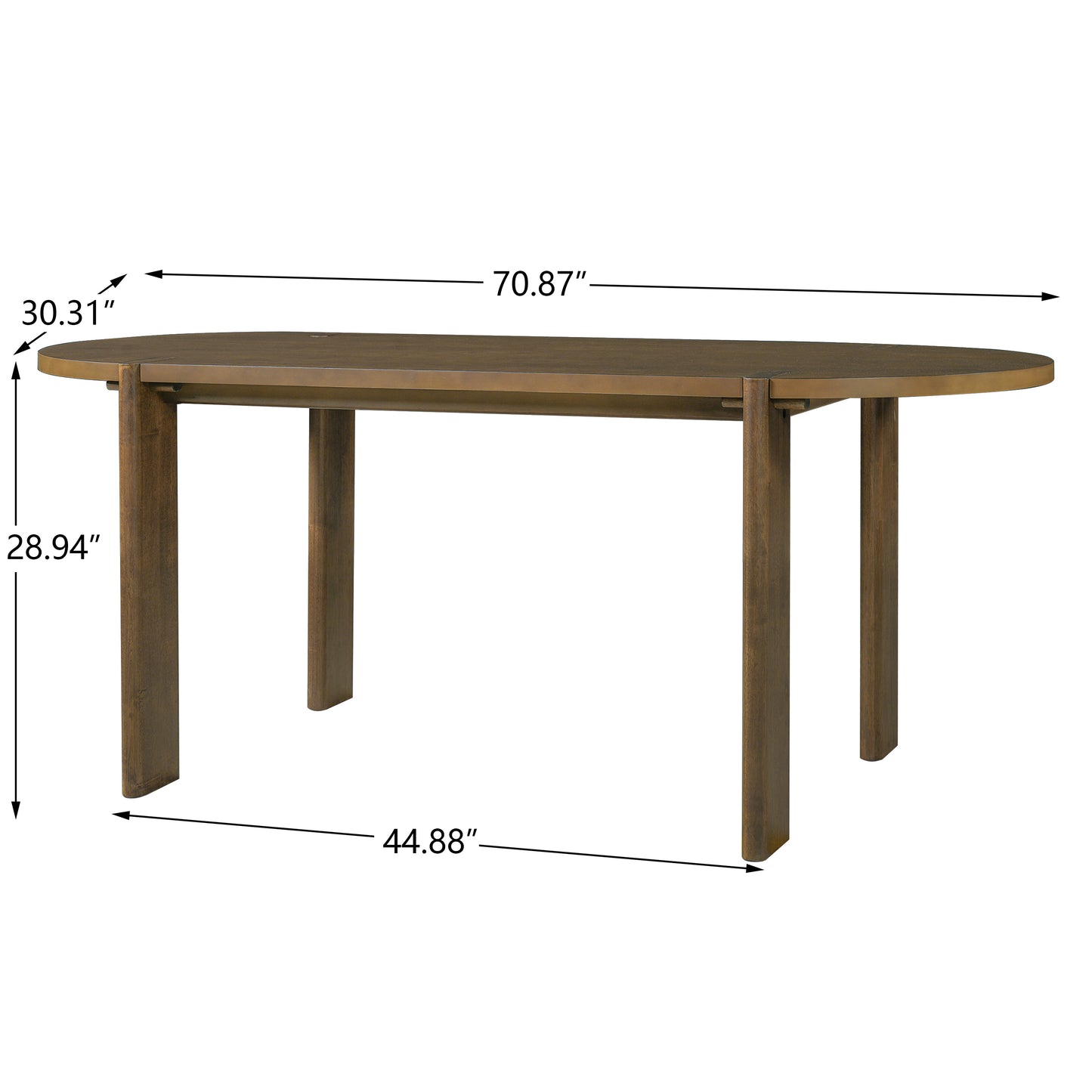 Modern Wooden Dining Table For 4 To 6 People, 71  Large Kitchen Dining Table With Wood Pedestal Base, Mid Century Oval Long Dinner Table For Home Dining Room Restaurant, Walnut
