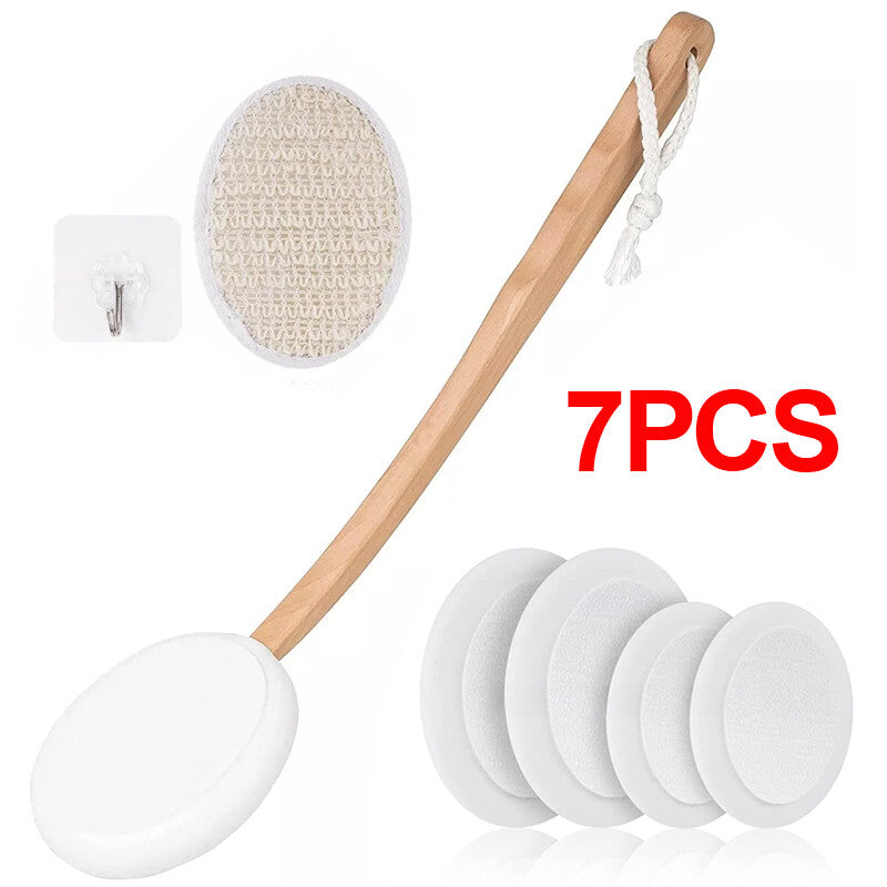 7PCS Back Cream Applicator Lotion Applicator For 2 In 1 Body Brush Beech Handle