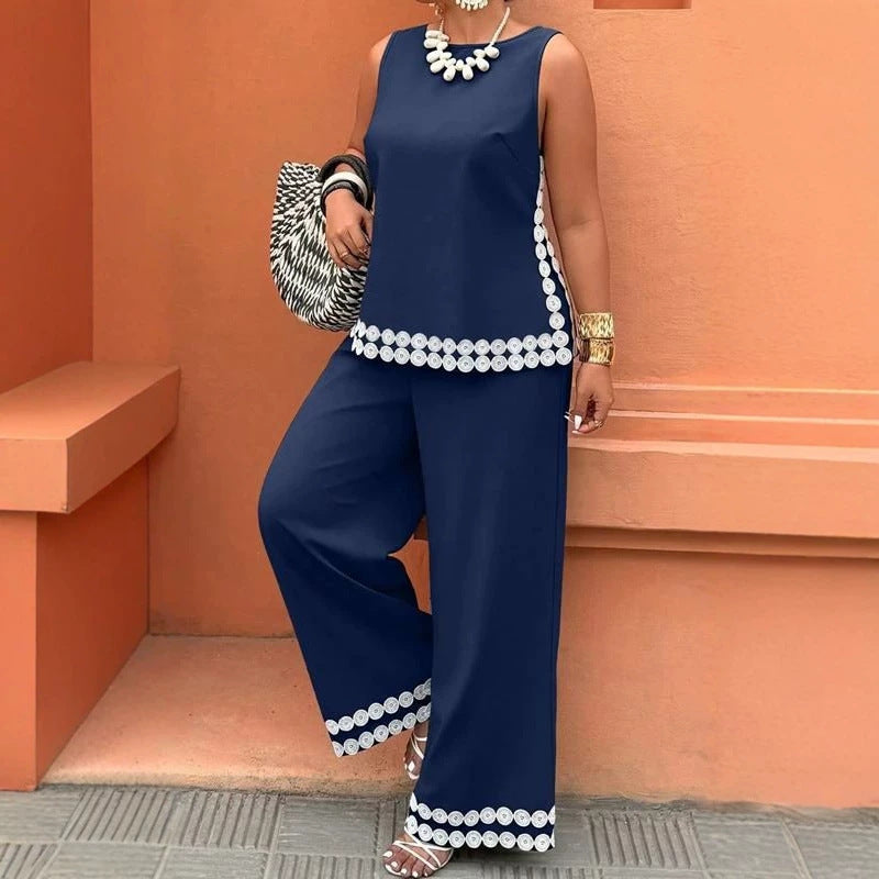 Womens Fashion Casual Wide-leg Pants Set