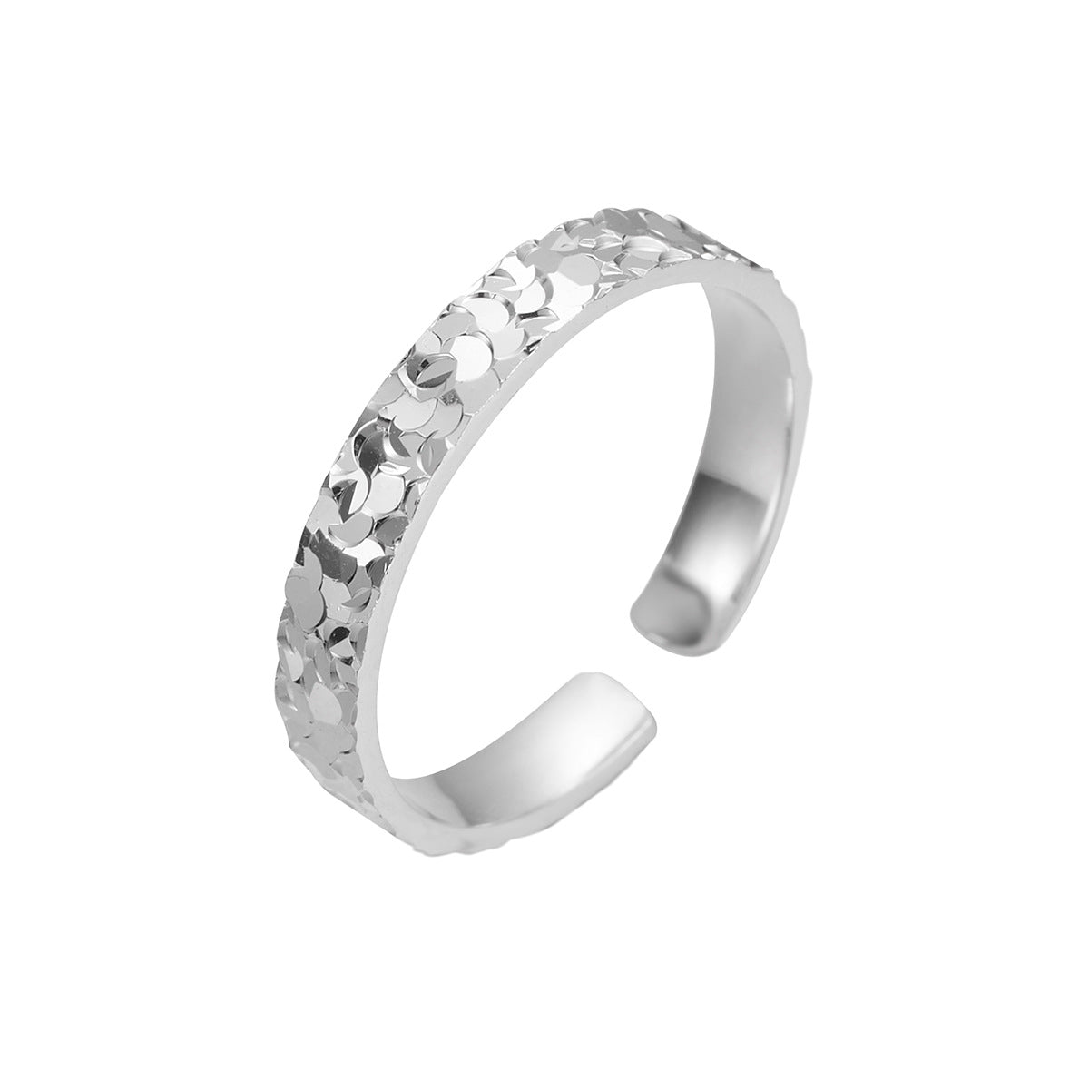 Fashion Hot S999 Fine Silver Sparkling Crushed Ice Couple Ring, New Hammered Adjustable Ring For Men Women