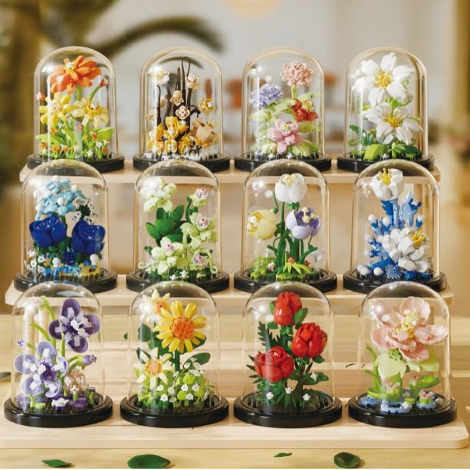 Dust Cover Building Blocks Flowers Children's Assembly Toys