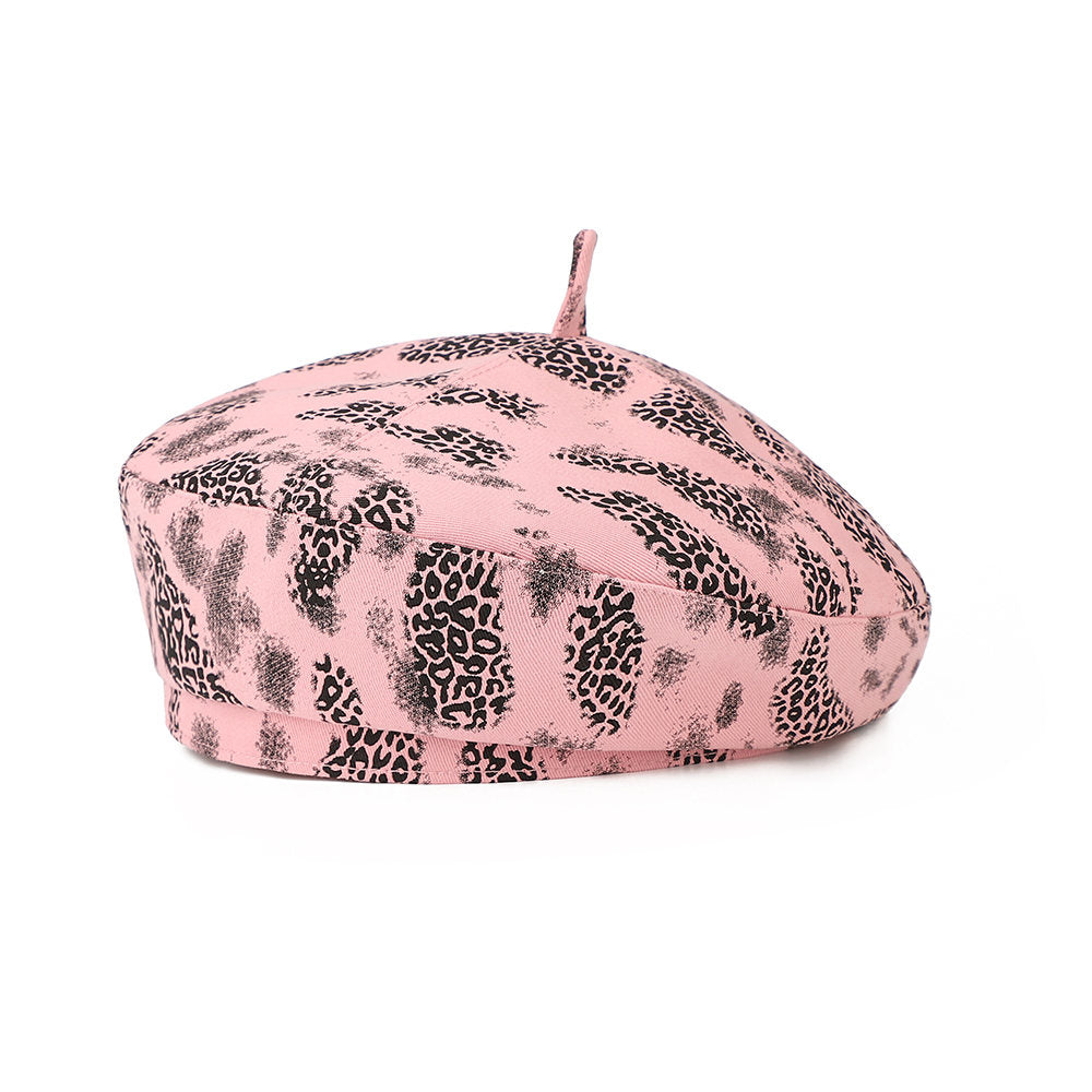 Cross-border Fashion Retro Gradient Leopard Print Printed Hat With A Top Beret. Korean-style Hot Girl Style Outdoor Casual Multi-purpose Hat