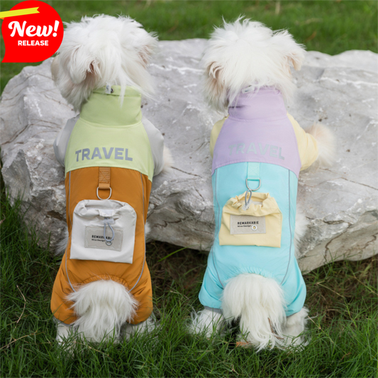 Autumn And Winter Dog Travel Backpack, Four-legged Charge Cotton Jacket, Teddy Outdoor Windproof And Warm Cat And Pet Dog Clothes