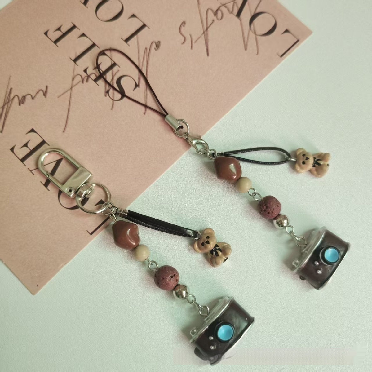 Retro Camera Beaded Mobile Phone Charm