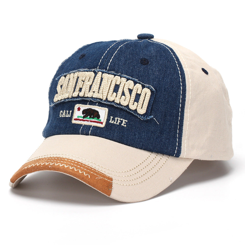 New Men's And Women's Water-washed Embroidered Letter Distressed Retro Fashion Baseball Cap For Outdoor, Street, Daily Use And Sun Protection