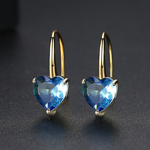 Copper Inlaid Crystal Ear Jewelry Fashion Korean Style