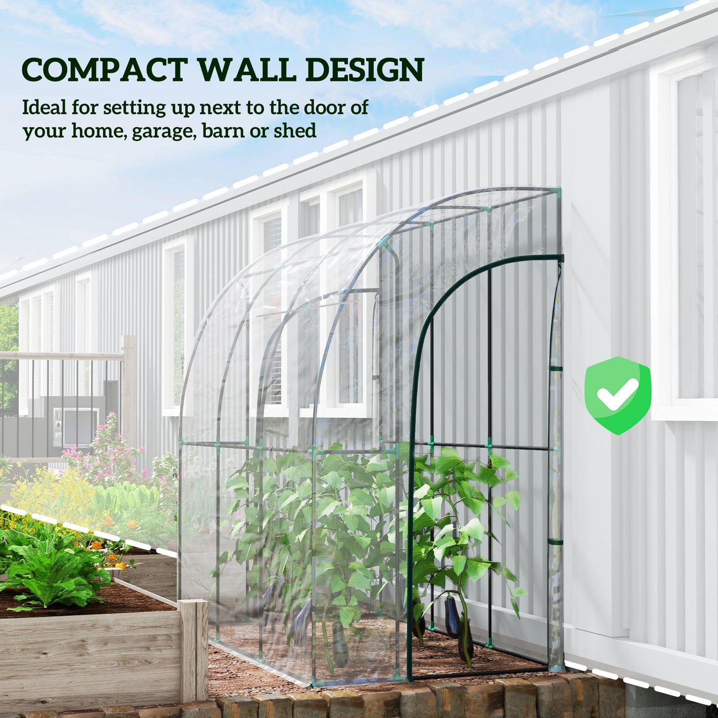 214cm X 118cm Walk-In Lean To Greenhouse, With Accessories