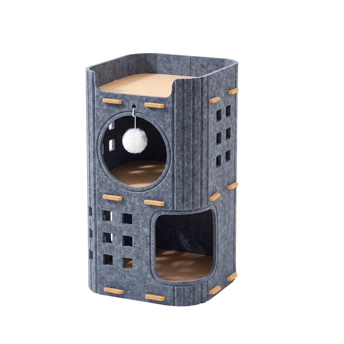 Hole-shaped Grey Two-story Pet House