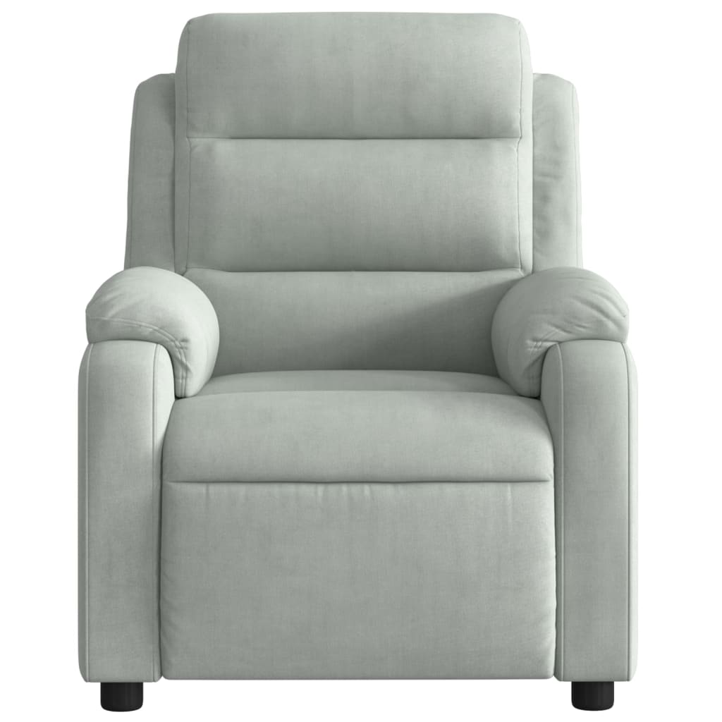 Massage Recliner Chair, Light Grey Velvet